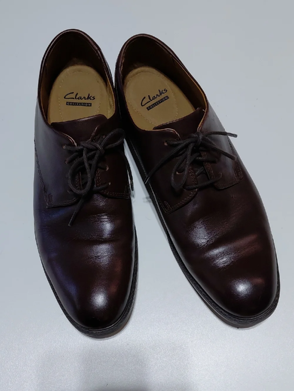 CLARKS  Men's Brown Leather Lace Up Dress Shoes - 12M